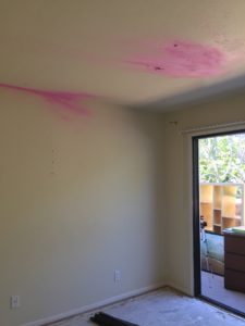pink stains in ceiling and wall